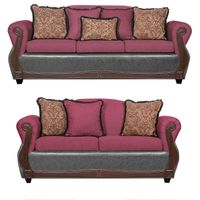 Juego de Living 3 2 Gran Columbia Burdeo Gris