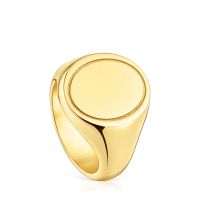 Anillo sello TOUS Basics 16 mm en plata y oro 18 kt