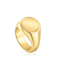 Anillo sello con baño de oro 18 kt sobre plata 14 mm