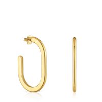 Pendientes aro largos oro 18 kt sobre plata Line