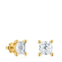Pendientes oro 18 kt sobre plata y cuarzo cristal White