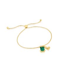 Pulsera oso con baño de oro 18 kt sobre plata y esmeralda