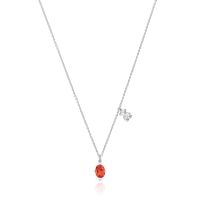 Collar corto motivo oso de plata y zafiro naranja Bold Bear