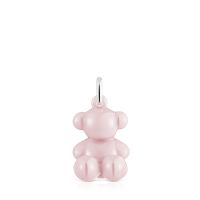 Colgante oso de plata y cerámica rosa Bold Bear