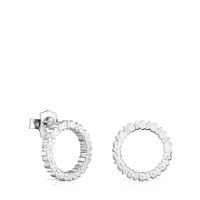 Pendientes medianos disco de plata Straight