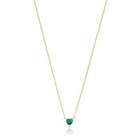 Collar corto con baño de oro 18 kt sobre plata y esmeralda