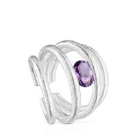 Anillo abierto de plata y amatista Duna