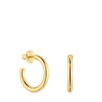 Aros cortos con baño de oro 18 kt sobre plata 20 mm Basicos