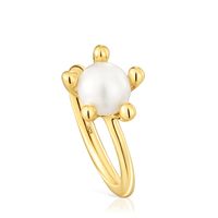 Anillo con baño de oro 18 kt sobre plata y perla cultivada