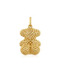Colgante oso mediano texturizado con baño de oro 18 kt