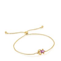 Pulsera cadena oso oro 18 kt sobre plata y zafiro lila LGG