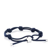 Pulsera elástica azul y flor de plata Sweet Dolls