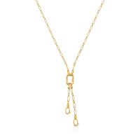 Collar corto oro 18 kt c/colgante doble y anilla Hold Oval