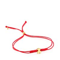 Pulsera de oro motivo oso y nylon en color rojo Sweet Dolls