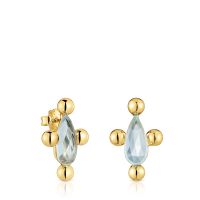 Aros con baño de oro 18 kt sobre plata y topacio Sugar Party