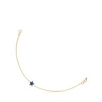 Pulsera cadena de oro 14 kt y lapislázuli XXS