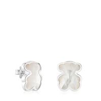 Aros oso de plata y nácar 16 mm Icon Color