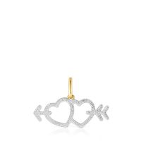 Colgante baño de oro 18kt sobre plata nácar flecha/corazon