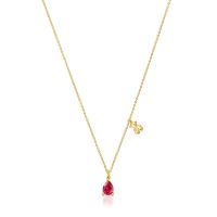 Collar motivo oso con baño de oro 18 kt sobre plata y rubí