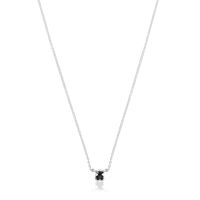 Collar corto de plata y motivo oso pequeño en ónix