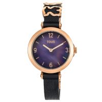 Reloj analógico brazalete de acero IP negro acero IPRG rosa