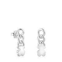 Pendientes cortos de plata oso Bold Motif