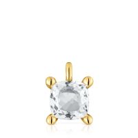 Colgante pequeño de plata con baño de oro y cuarzo blanco