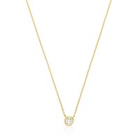 Collar corto baño de oro 18 kt sobre plata y diamante de lab