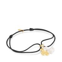 Pulsera doble oso oro 18 kt, plata y cerámica Bold Bea