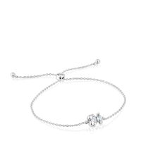 Pulsera oso de plata y cuarzo cristal de roca Color Bear