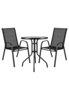 Juego de Terraza Jardín Mesa Vidrio 2 Sillas Impermeable