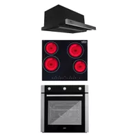 Kit Horno 60 litros con spiedo + Encimera vitrocerámica 4 quemadores + Campana retráctil