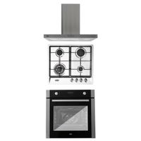 Kit Horno 60 litros con spiedo + Encimera a gas 4 quemadores + Campana decorativa rectangular