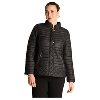 Parka Negro Manga Larga Elasticidad Nula Con Forro Calce Normal Tela Plano