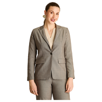 Blazer Gris Manga Larga Elasticidad Nula Con Forro Calce Normal Tela Plano