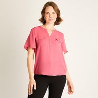 Blusa Rosado con Bolsillos Frontales