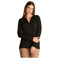 Polera Negra Manga Larga con Escote Mao