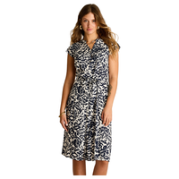 Vestido Midi Azul No Elasticado Sin Forro Calce Normal