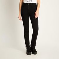 Jeans Recto 5 Bolsillos Tiro Alto Negro