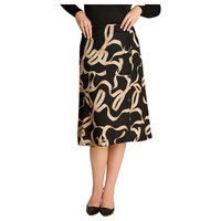 Falda Lanilla Negra Estampada Midi