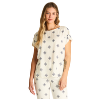 Blusa Blanco Manga Corta Elasticidad Media Sin Forro Calce Normal