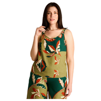 Blusa Verde Sin Mangas No Elasticado Calce Normal