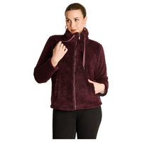 Poleron Coral Fleece Morado Manga Larga Elasticidad Baja Sin Forro Calce Normal Tela Punto