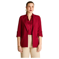 Blazer Rojo Manga 3/4 con Bolsillos y Solapa