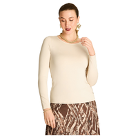 Polera Básica Arena Manga Larga Escote Redondo