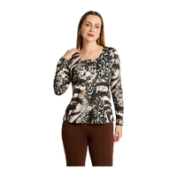 Polera Arena Estampada Escote V Tacto Caliente