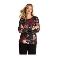 Polera Burdeo Estampada Escote Redondo Hot Touch