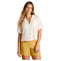 Blusa Crudo Manga Corta No Elasticado Sin Forro Calce Normal