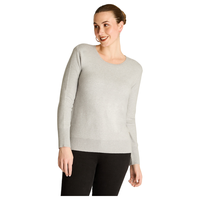 Sweater Gris Manga Larga Elasticidad Baja Sin Forro Calce Holgado Tela Tejido