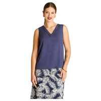 Blusa Azul Sin Mangas Con Escote en V